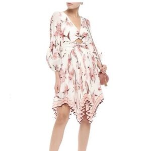 Zimmermann corsage Asymmetrical Pink and Cream Dress